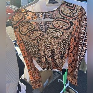 Free people cropped long sleeve blouse